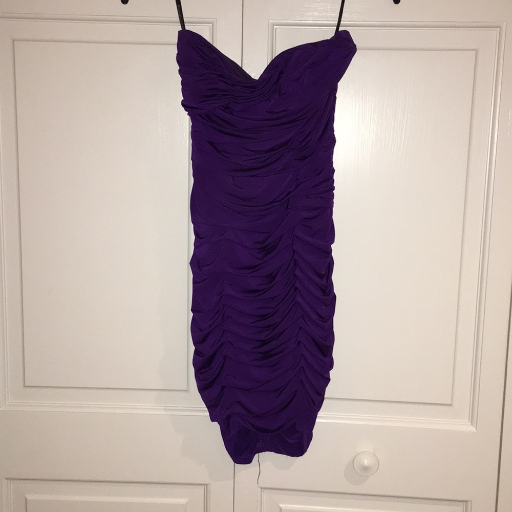 Purple mini dress with rouching